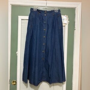 NWT Koret City Blues Maxi Skirt A- line Button down Sz 12